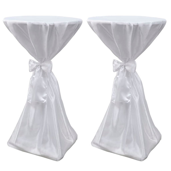2 x housses de table mange-debout blanches 80 cm