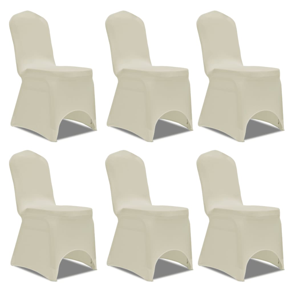 6er Set Stuhlhusse Stretch Cremefarben