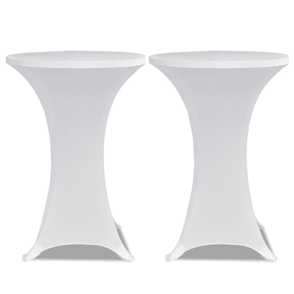 2 x housse de table pour mange-debout housse extensible Ø70 cm blanc