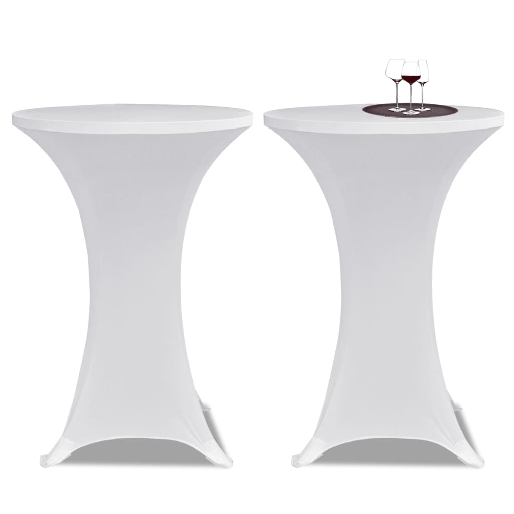 2 x housse de table pour mange-debout housse extensible Ø70 cm blanc