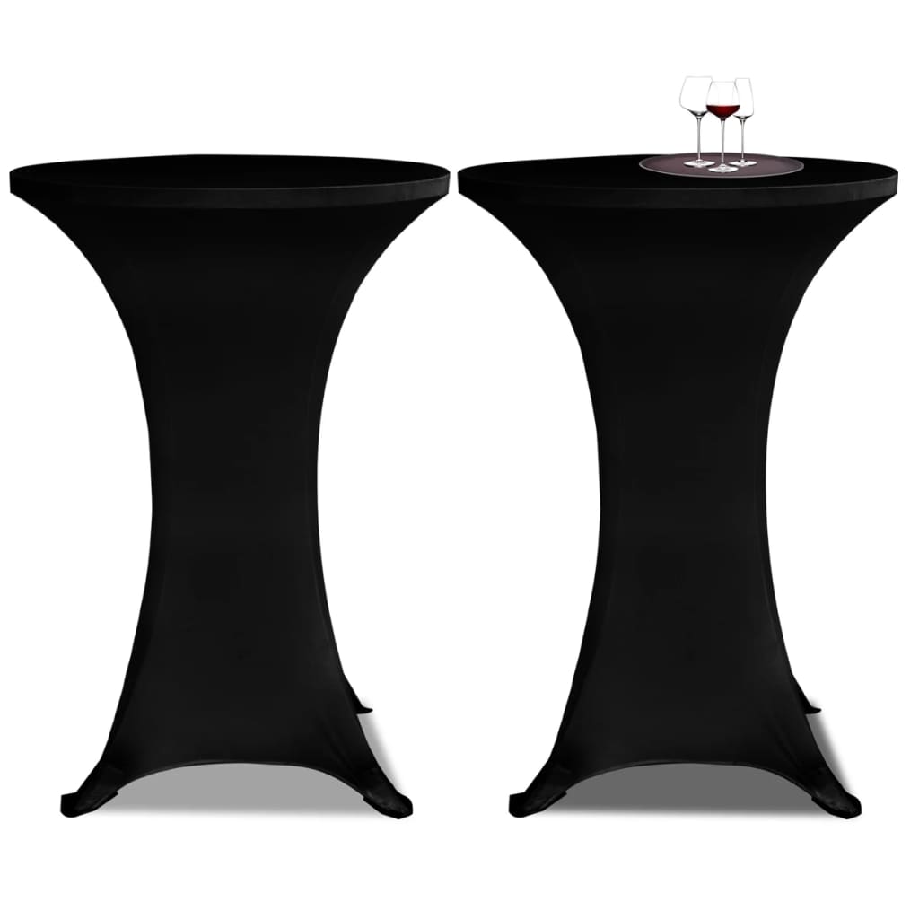 2 x Housse de table mange-debout housse extensible Ø60 cm noir