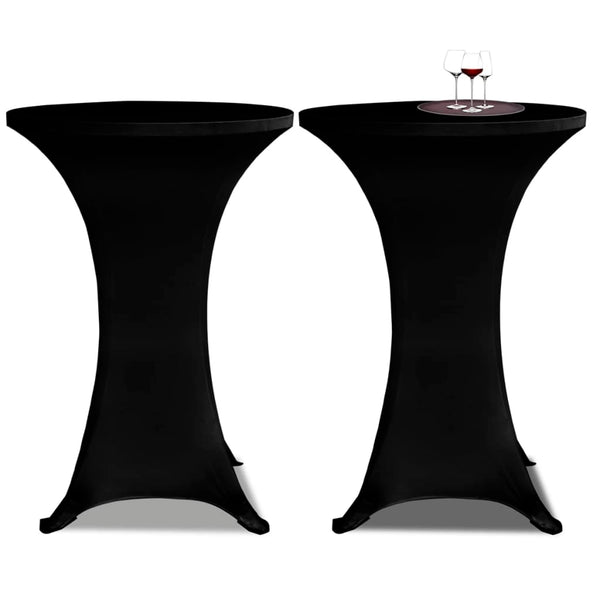 2 x Housse de table mange-debout housse extensible Ø60 cm noir