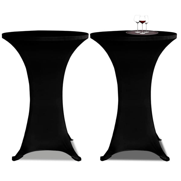 2 x Nappe stretch de mange-debout Ø70 cm noire