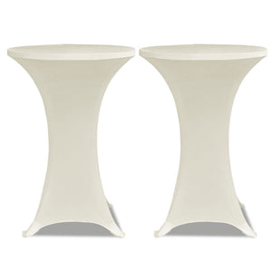 2 x housses de table pour mange-debout en stretch Ø60 cm couleur crème