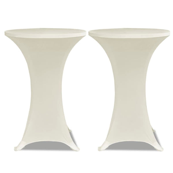 2 x housses de table pour mange-debout en stretch Ø60 cm couleur crème