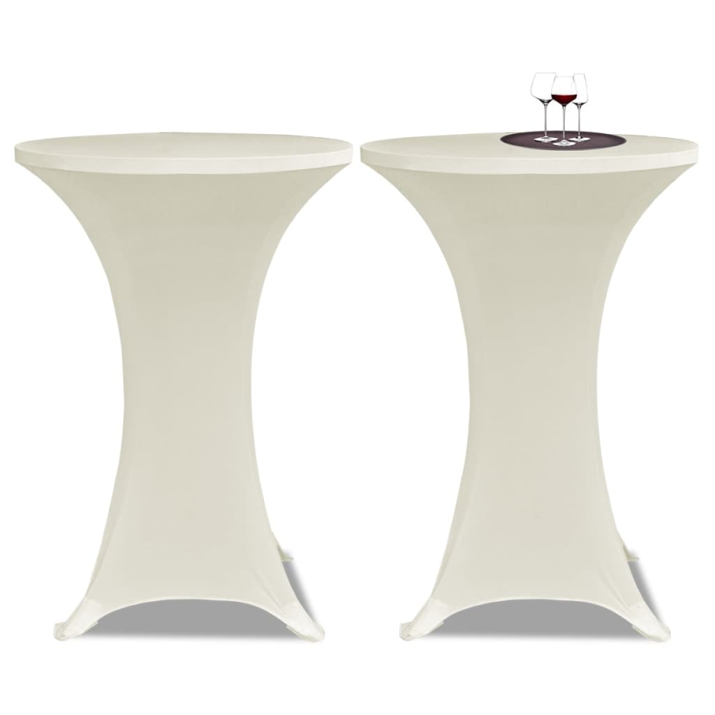 2 x housses de table pour mange-debout en stretch Ø60 cm couleur crème