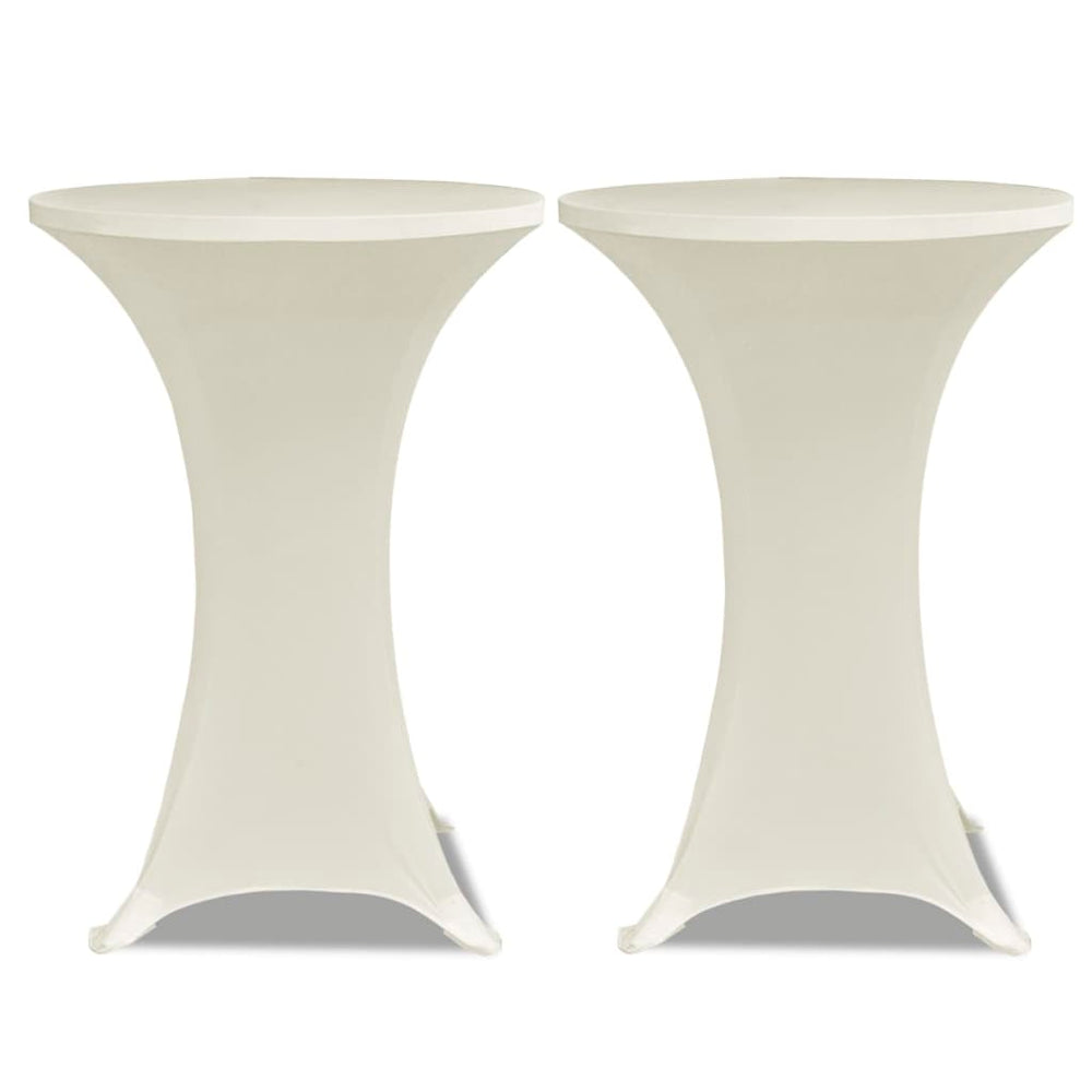 2 x housse de table pour mange-debout housse extensible Ø70 cm couleur crème
