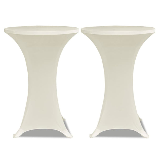 2 x stretch tablecloth for poseur table, Ø70 cm, cream-coloured