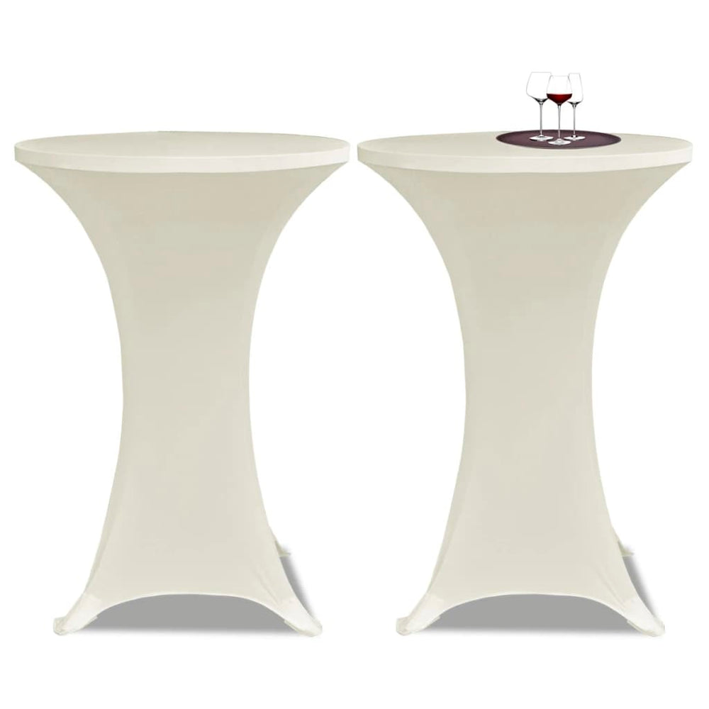 2 x housse de table pour mange-debout housse extensible Ø70 cm couleur crème