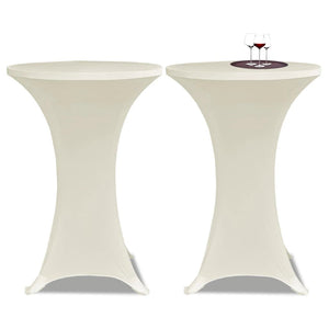 2 x stretch tablecloth for poseur table, Ø70 cm, cream-coloured