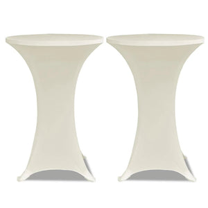 2 x housse de table pour mange-debout stretch Ø80 cm crème