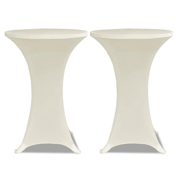 2 x housse de table pour mange-debout stretch Ø80 cm crème