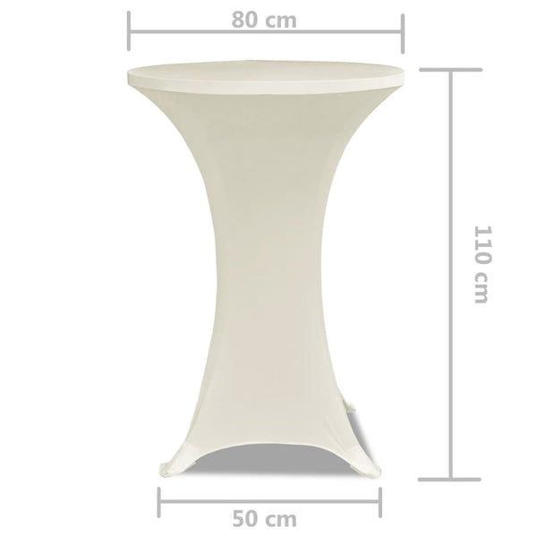 2 x Tischhusse für Stehtisch Stretchhusse Ø80 cm cremefarben