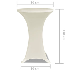 2 x housse de table pour mange-debout stretch Ø80 cm crème