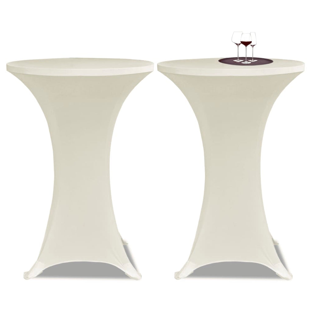 2 x housse de table pour mange-debout stretch Ø80 cm crème