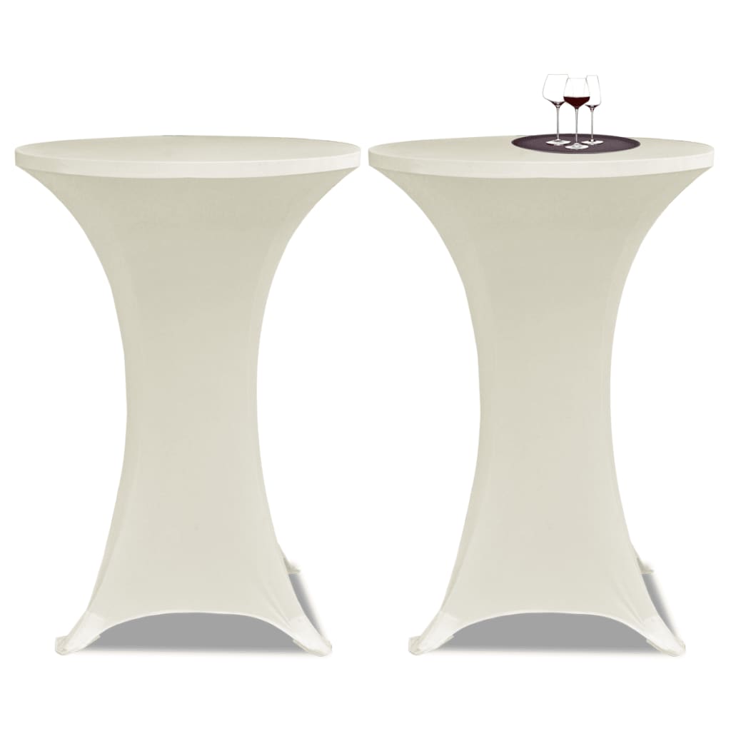 2 x housse de table pour mange-debout stretch Ø80 cm crème