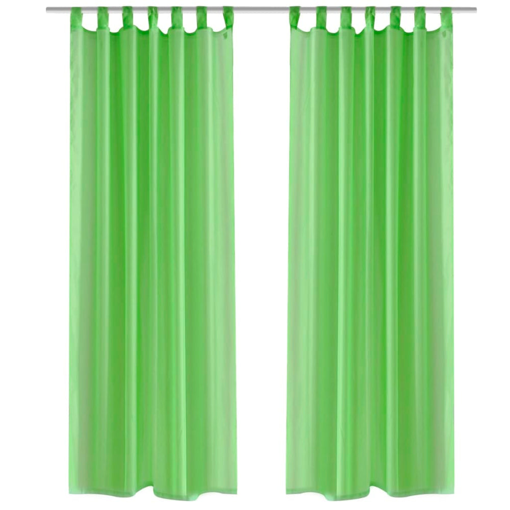 2 x Voilage transparent prêt à poser 140 x 175cm vert pomme