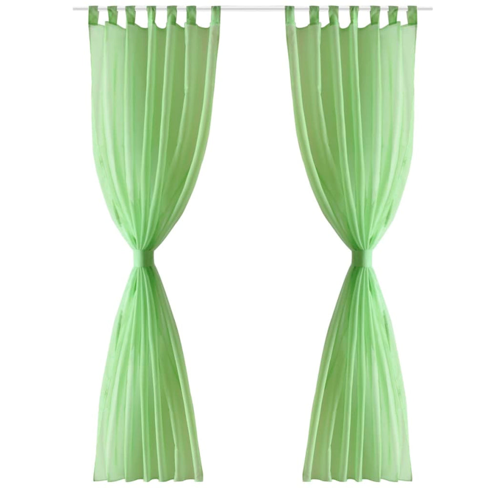 2 x Voilage transparent prêt à poser 140 x 175cm vert pomme