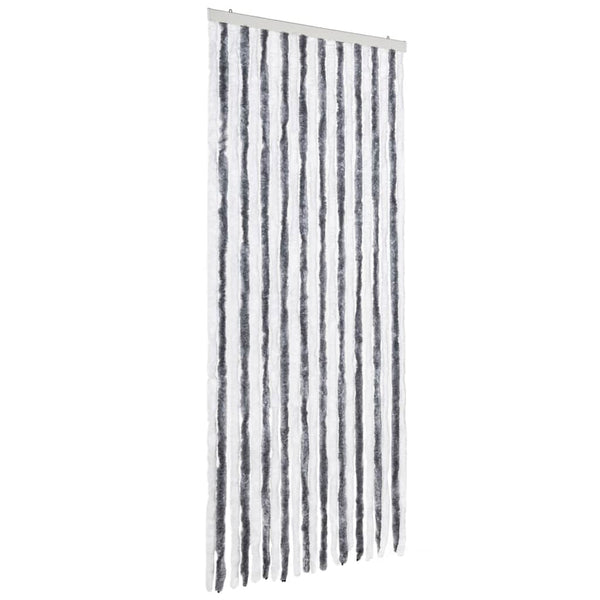 Chenille Insektenschutzvorhang Grau/Weiß 90x220cm