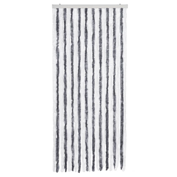 Chenille Insektenschutzvorhang Grau/Weiß 90x220cm