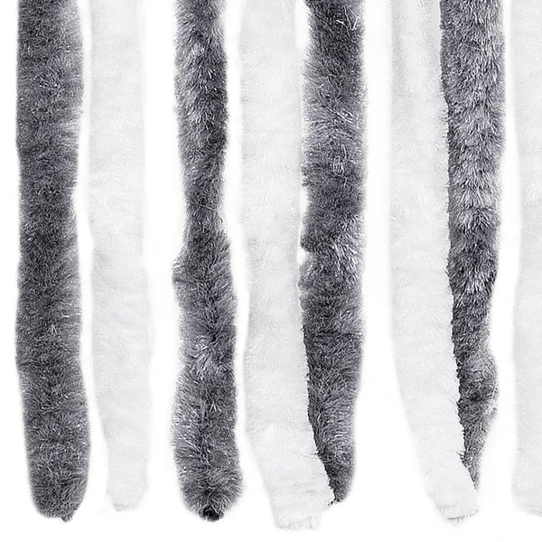 Chenille Insektenschutzvorhang Grau/Weiß 90x220cm