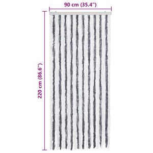 Chenille Insektenschutzvorhang Grau/Weiß 90x220cm