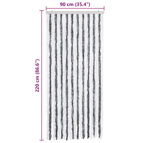 Chenille Insektenschutzvorhang Grau/Weiß 90x220cm