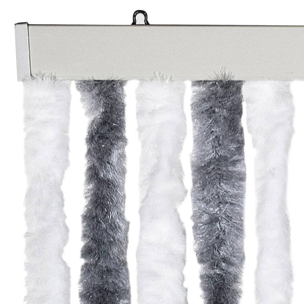 Chenille Insektenschutzvorhang Grau/Weiß 100x220 cm