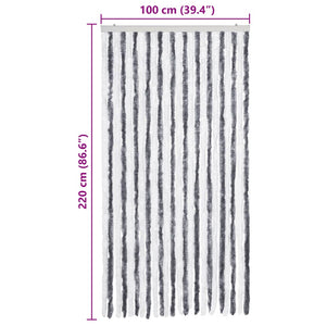 Chenille Insektenschutzvorhang Grau/Weiß 100x220 cm
