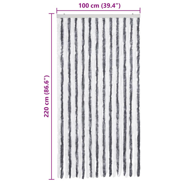Chenille Insektenschutzvorhang Grau/Weiß 100x220 cm