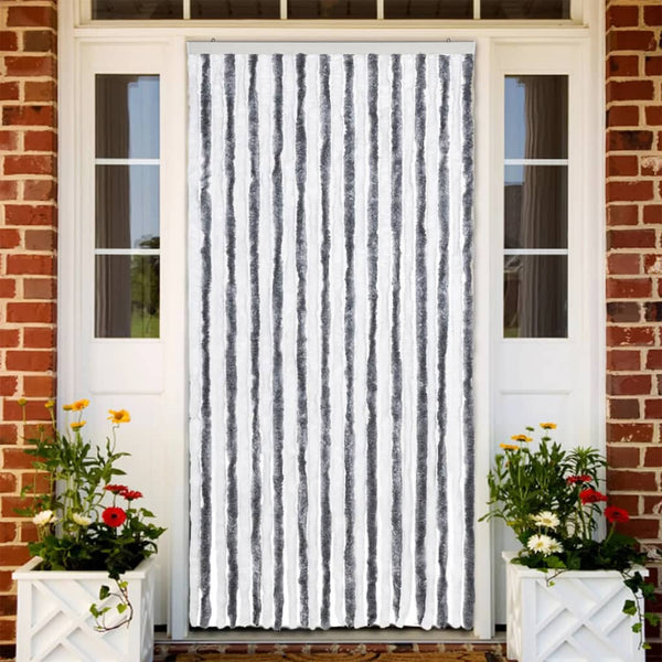 Chenille Insektenschutzvorhang Grau/Weiß 100x220 cm