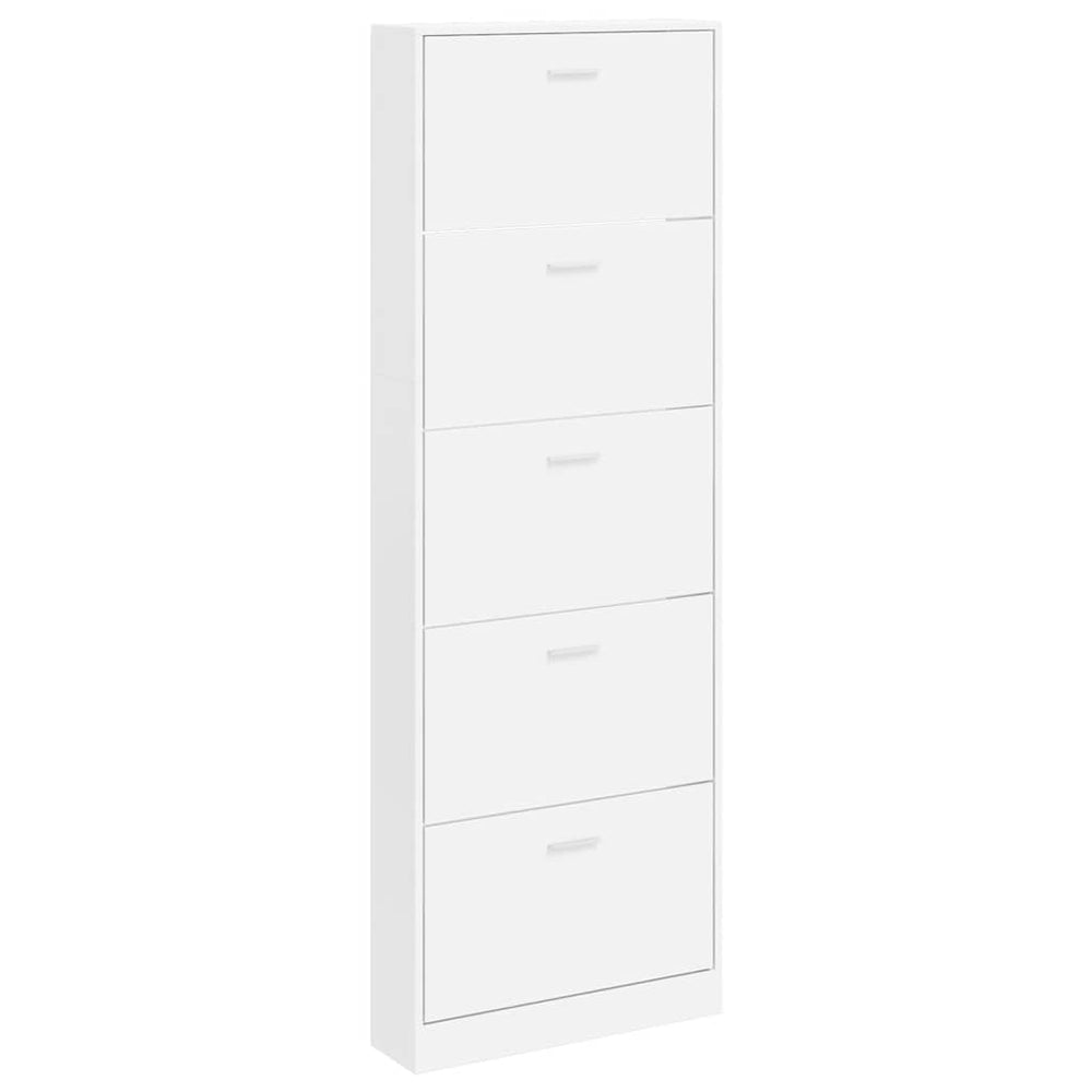 Schuhschrank mit 5 Schuhkippern Weiß Holz
