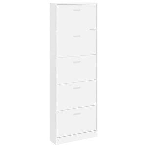 Schuhschrank mit 5 Schuhkippern Weiß Holz