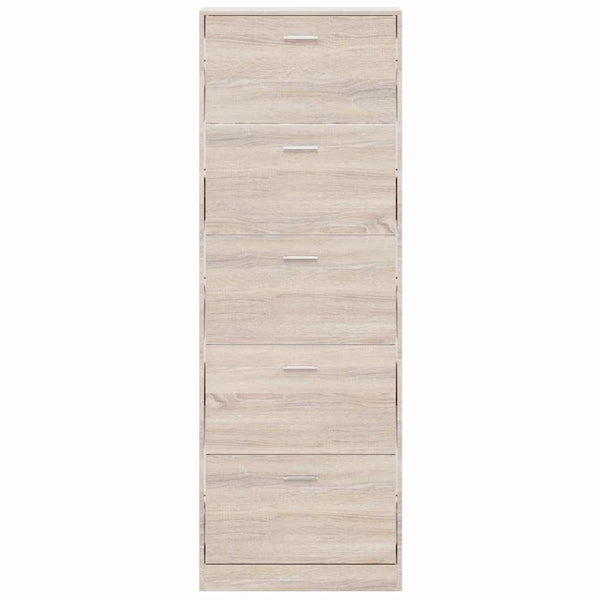 Schuhschrank mit 5 Schuhkippern Holz Eichen-Optik