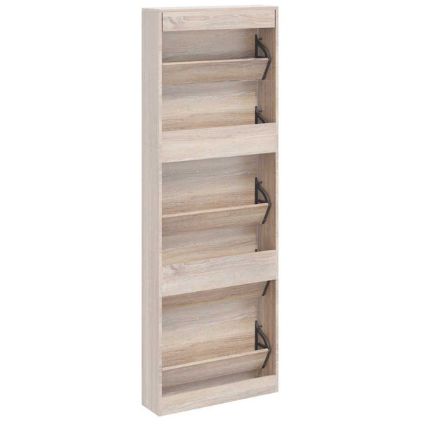 vidaXL Meuble à chaussures avec 5 tiroirs abattants en bois aspect chêne