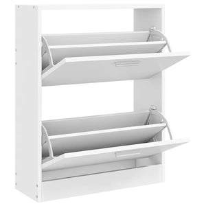 Weißer Holz-Schuhschrank mit 2 Schuhkippern