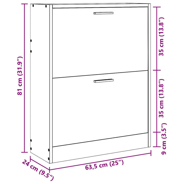 Weißer Schuhschrank mit 2 Fächern