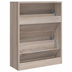 vidaXL Meuble à chaussures en bois façon chêne avec 2 compartiments basculants
