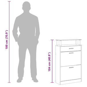 Schuhschrank Eichenoptik mit Schublade & Glasregal