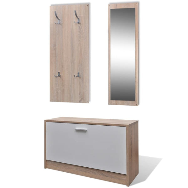 Garderobe Set 3-in-1 mit Spiegel & Schuhschrank