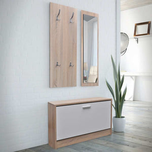 Garderobe Set 3-in-1 mit Spiegel & Schuhschrank