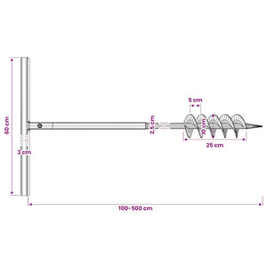 Erdbohrer mit Griff 100 mm Verlängerungsrohr 5 m