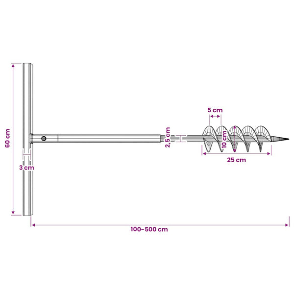 Erdbohrer mit Griff 100 mm Verlängerungsrohr 5 m
