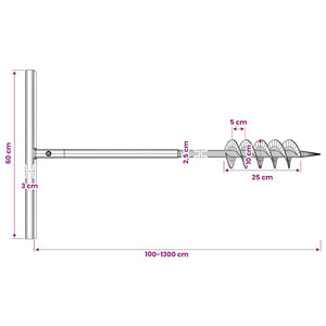 Erdbohrer mit Griff 100 mm Verlängerungsrohr 13 m