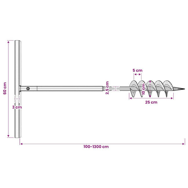 Erdbohrer mit Griff 100 mm Verlängerungsrohr 13 m