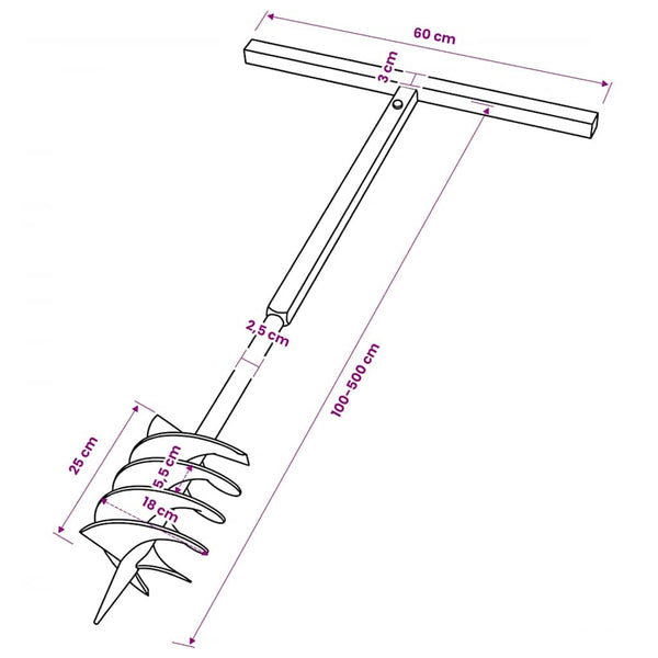 Erdbohrer mit Griff 180 mm Verlängerungsrohr 5 m