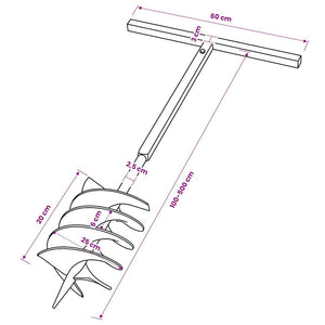 Erdbohrer mit Griff 200 mm Verlängerungsrohr 5 m