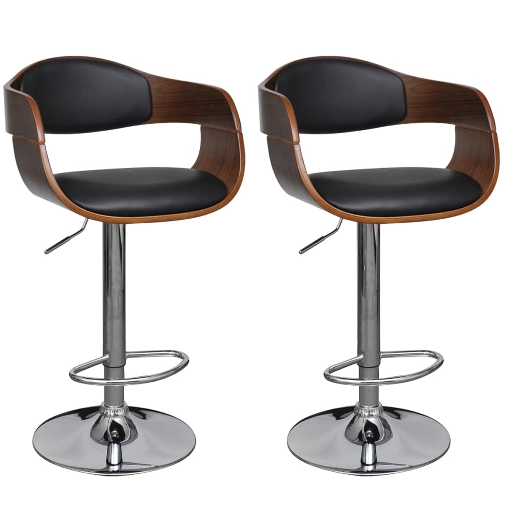 vidaXL Tabourets de bar 2 pcs Bois courbé et similicuir