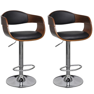 vidaXL Tabourets de bar 2 pcs Bois courbé et similicuir