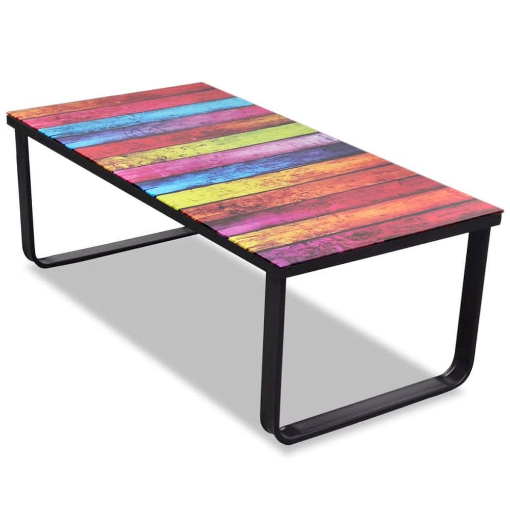 Couchtisch mit Regenbogen-Glasplatte